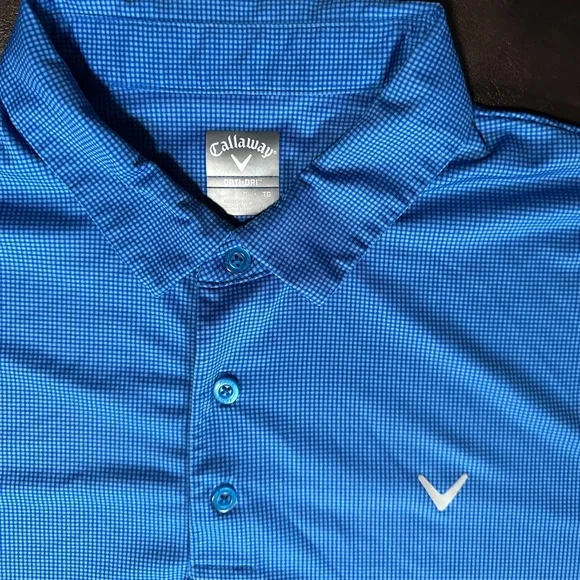 Callaway Polo Shirt Short Sleeve Opti-Dri Blue Square Golf Shirt XL - Picture 5 of 6